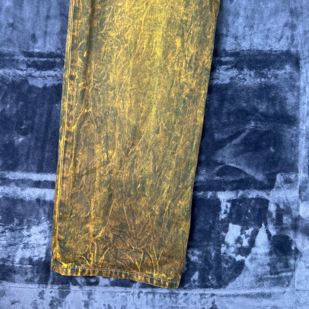 Robin's Jean Denim Jeans Mens 40 Yellow Acid Wash Studded Wing Distressed - Picture 9 of 14